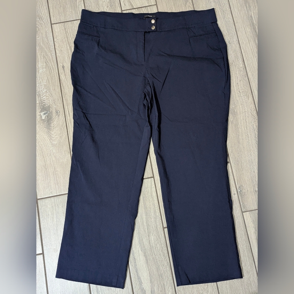 Style & Co Classic Navy Blue Stretch Slack Flare Pants Size 24W